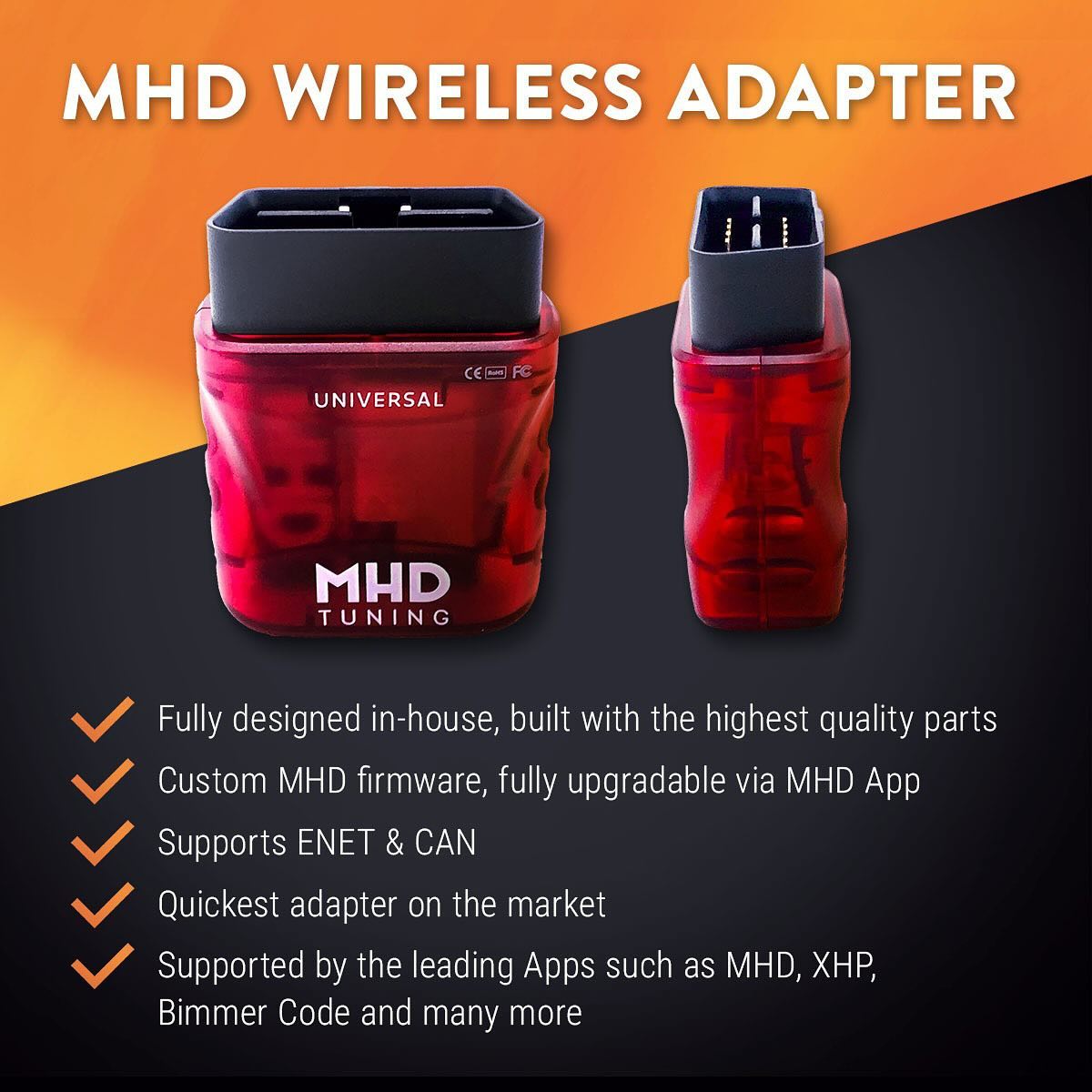 G19 MHD Universal WiFi OBD2 Adapter for BMW E F G Series & Supra A90 | MHD BM3 xHP BimmerCode Compatible